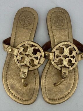 Tory Burch Brown Logo-Embossed Sole Sandal